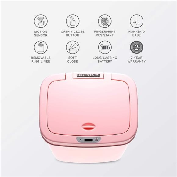 Automatic Touchless Sensor Trash Can, 3 Gal 12 L, Pink Trashcan for Office,Home - Picture 3 of 7